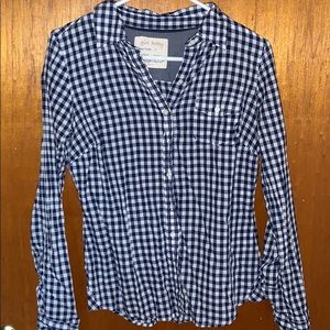 Blue checkered button up shirt